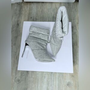 Elegant Silver Stiletto Ankle Boots